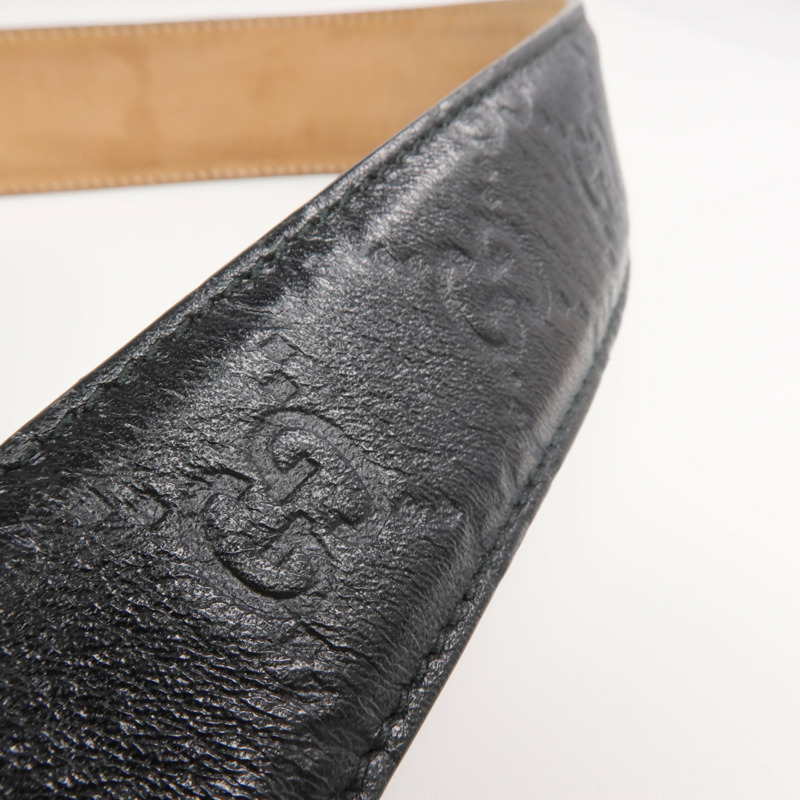 GUCCI 牛皮皮革Belt銀扣皮帶-10