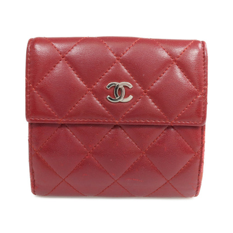 CHANEL 羊皮皮革Wallet 銀扣錢包