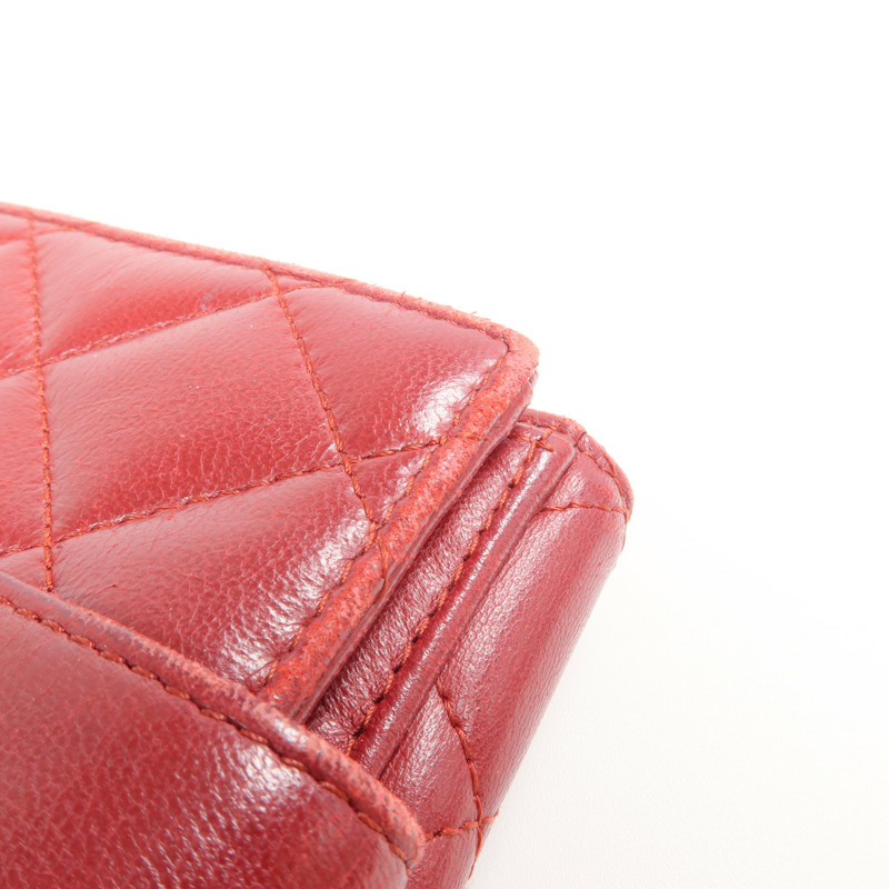 CHANEL 羊皮皮革Wallet 銀扣錢包-12