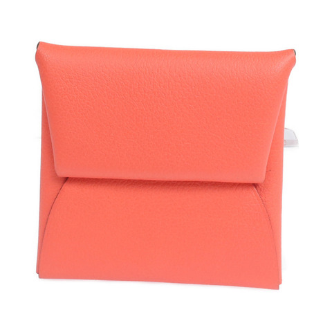 HERMES Evercolor皮革Bastia銀扣零錢包Rose Texas/Cuivre