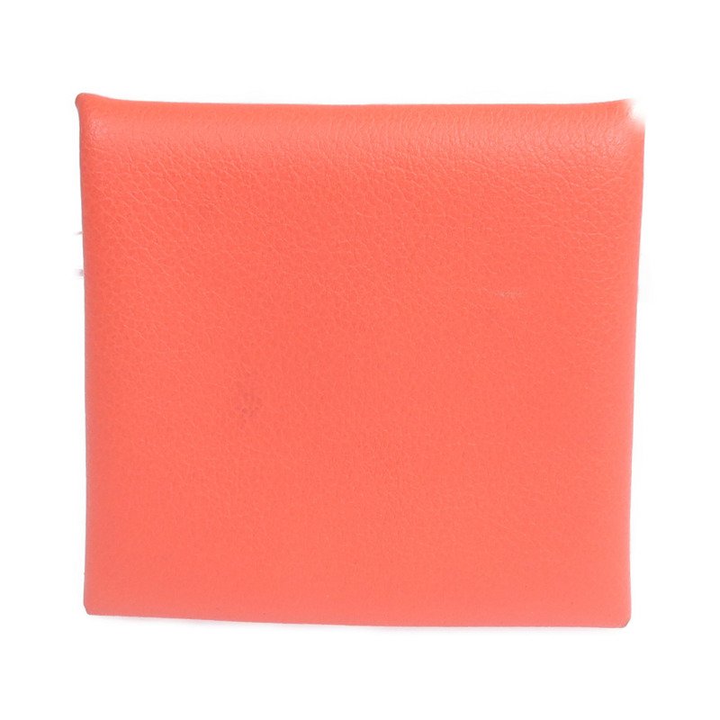 HERMES Evercolor皮革Bastia銀扣零錢包Rose Texas/Cuivre-1