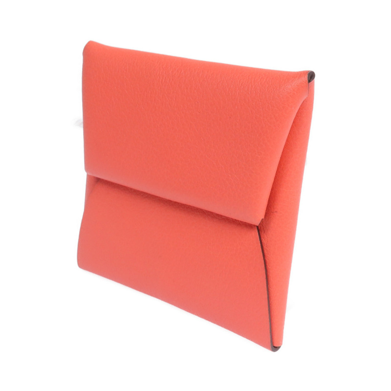 HERMES Evercolor皮革Bastia銀扣零錢包Rose Texas/Cuivre-2