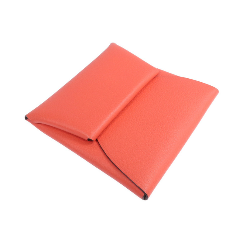 HERMES Evercolor皮革Bastia銀扣零錢包Rose Texas/Cuivre-3