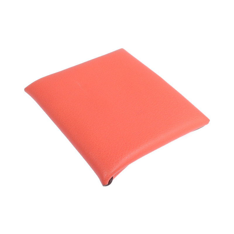 HERMES Evercolor皮革Bastia銀扣零錢包Rose Texas/Cuivre-4