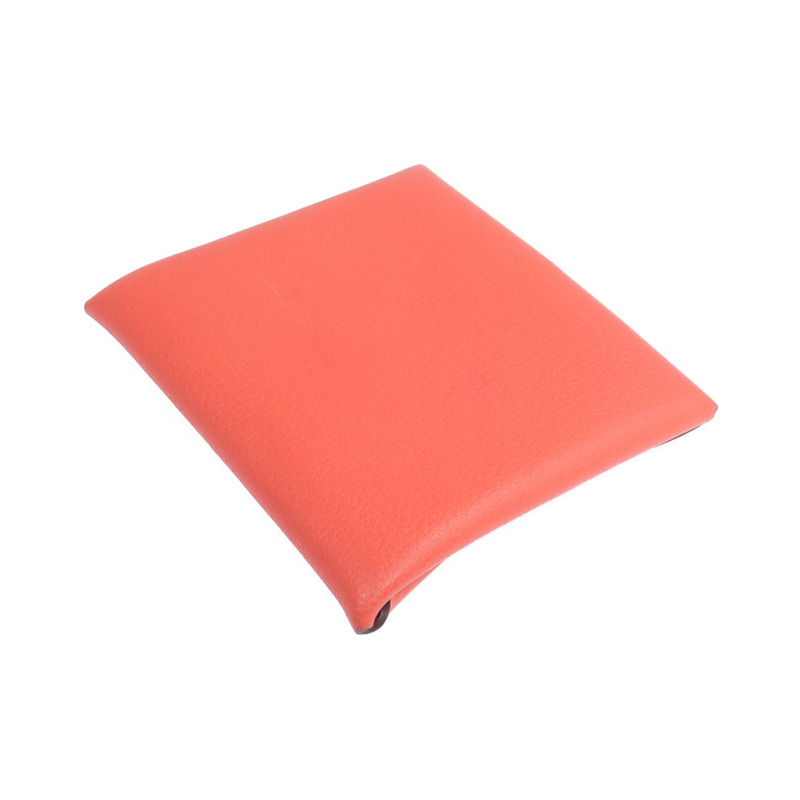 HERMES Evercolor皮革Bastia銀扣零錢包Rose Texas/Cuivre-5