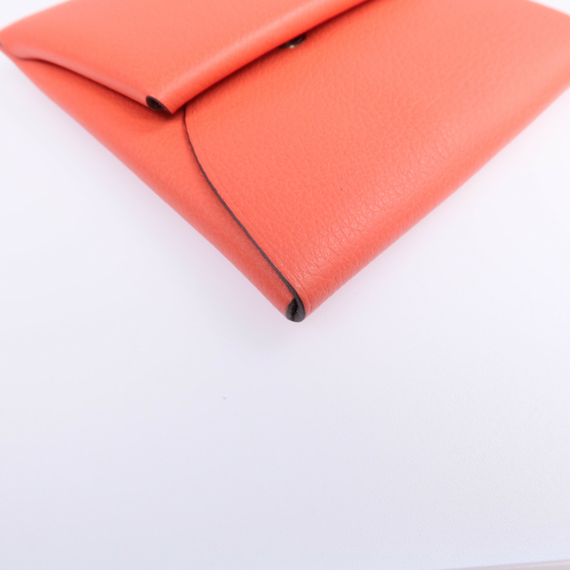 HERMES Evercolor皮革Bastia銀扣零錢包Rose Texas/Cuivre-9