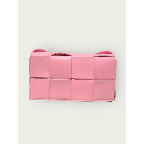 【包稅】BOTTEGA VENETA 粉紅絲帶小卡帶腰包
