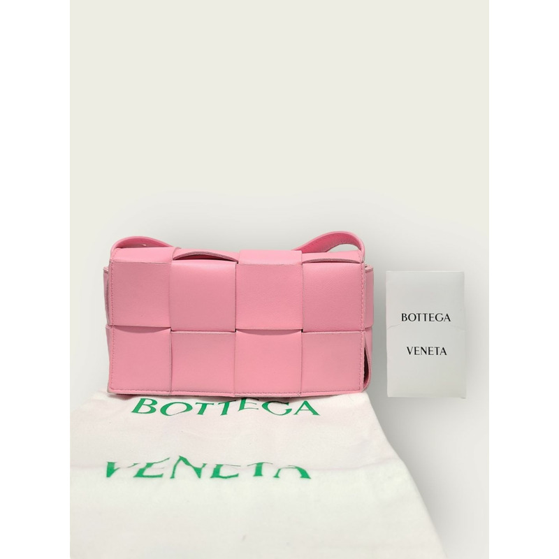 【包稅】BOTTEGA VENETA 粉紅絲帶小卡帶腰包-6