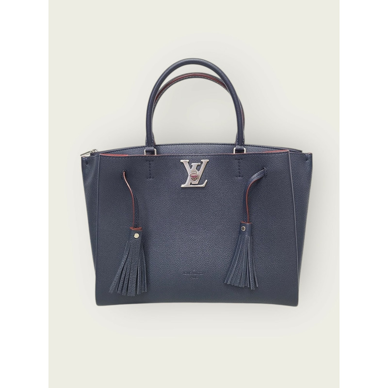 【包稅】LOUIS VUITTON Marine Rouge 小牛皮銀色 Lockme 兩用手提包-0