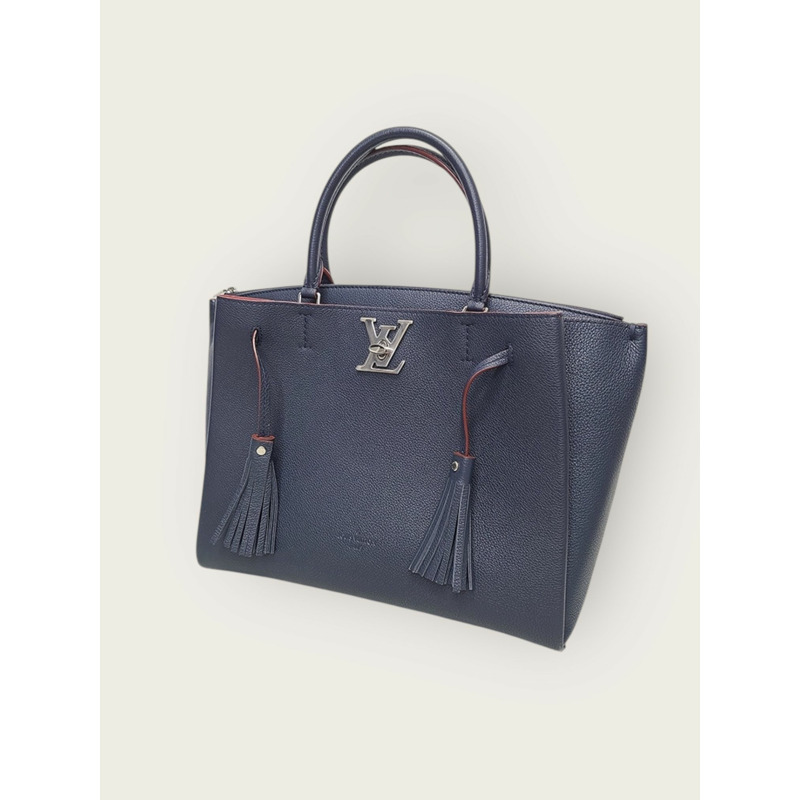 【包稅】LOUIS VUITTON Marine Rouge 小牛皮銀色 Lockme 兩用手提包-1