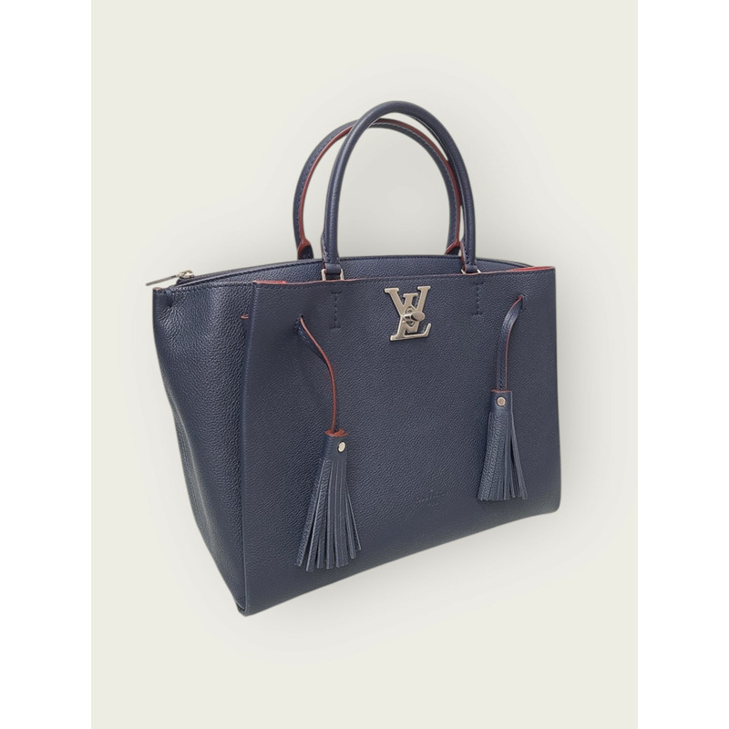 【包稅】LOUIS VUITTON Marine Rouge 小牛皮銀色 Lockme 兩用手提包-2