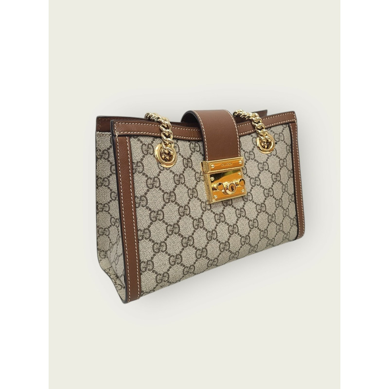 【包稅】GUCCI GG Supreme棕色掛鎖鏈單肩包-2