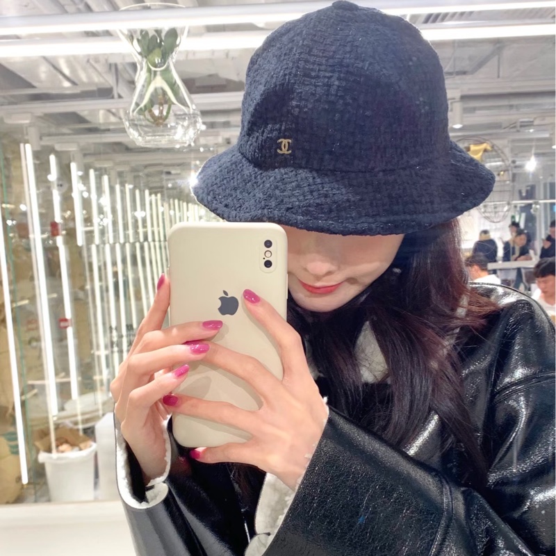 chanel 香奈兒 藍色 毛呢 漁夫帽 遮陽帽 休閒帽 牛仔帽-5