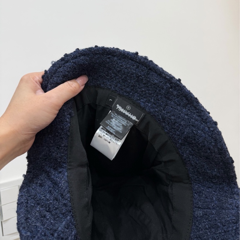 chanel 香奈兒 藍色 毛呢 漁夫帽 遮陽帽 休閒帽 牛仔帽-7