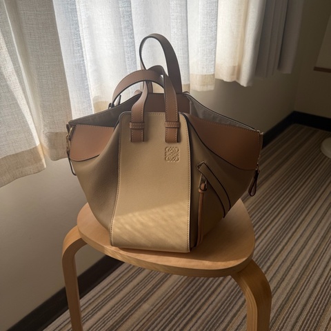 LOEWE Hammock 小號 拼色 奶茶色 淺駝色 九成新