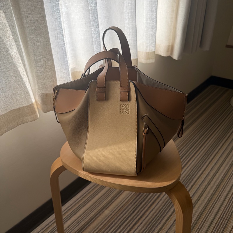 LOEWE Hammock 小號 拼色 奶茶色 淺駝色 九成新-1