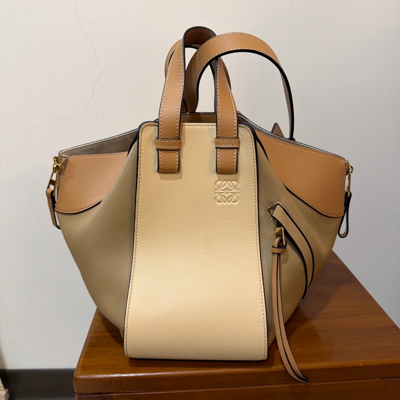 LOEWE Hammock 小號 拼色 奶茶色 淺駝色 九成新-5