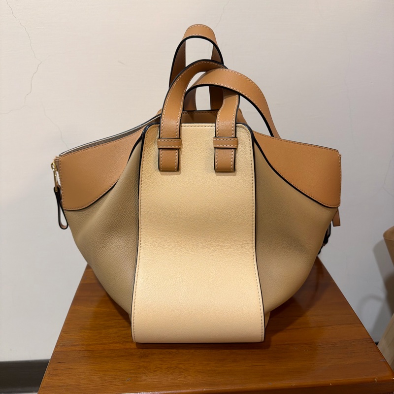 LOEWE Hammock 小號 拼色 奶茶色 淺駝色 九成新-6