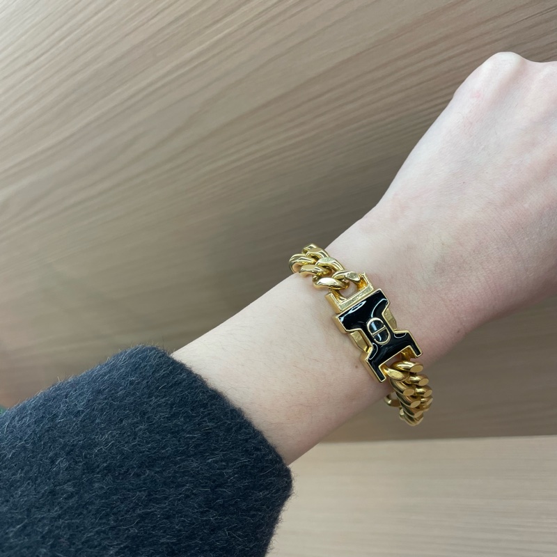 Dior Montaigne30迪奥女士宽CD金色手链-0