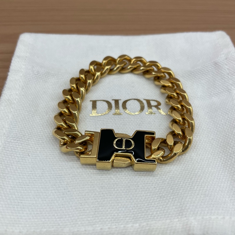 Dior Montaigne30迪奥女士宽CD金色手链-2