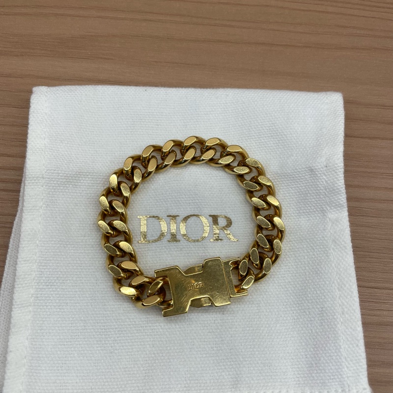 Dior Montaigne30迪奥女士宽CD金色手链-4
