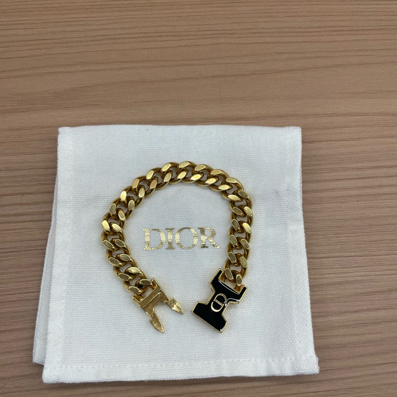 Dior Montaigne30迪奥女士宽CD金色手链-5