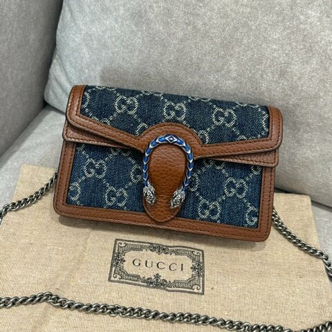 Gucci Dionysus Super Mini 牛仔老花酒神鍊包