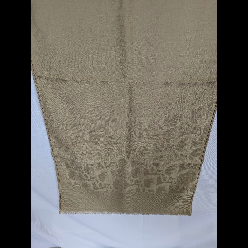 莉亞精品♡Dior 杏黃漸變滿印圍巾 二手美品-2