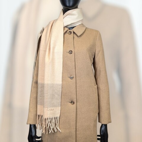 莉亞精品♡Chloe 米黃色圍巾 二手美品