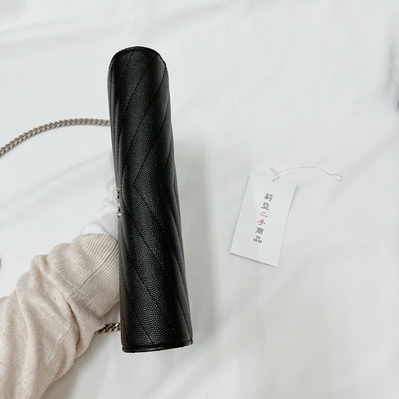 莉亞精品♡ YSL 377828 22公分 WOC 黑銀 二手-5