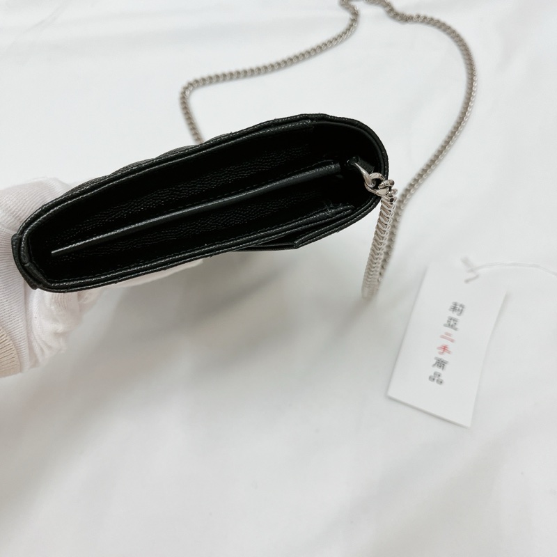 莉亞精品♡ YSL 377828 22公分 WOC 黑銀 二手-7