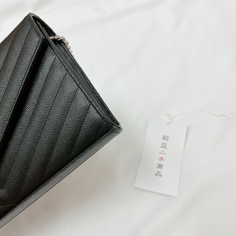 莉亞精品♡ YSL 377828 22公分 WOC 黑銀 二手-9