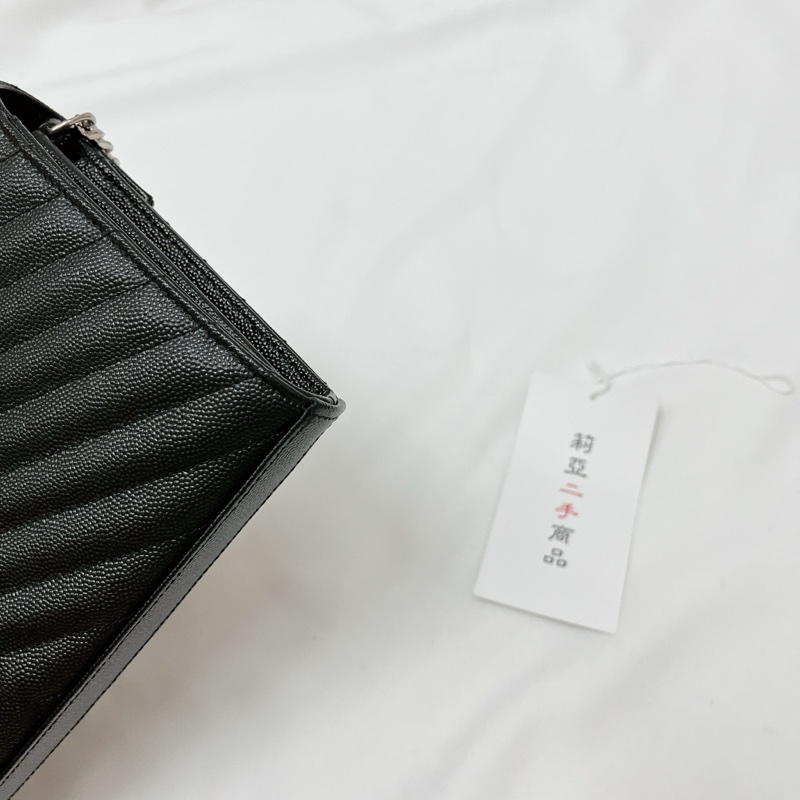 莉亞精品♡ YSL 377828 22公分 WOC 黑銀 二手-11