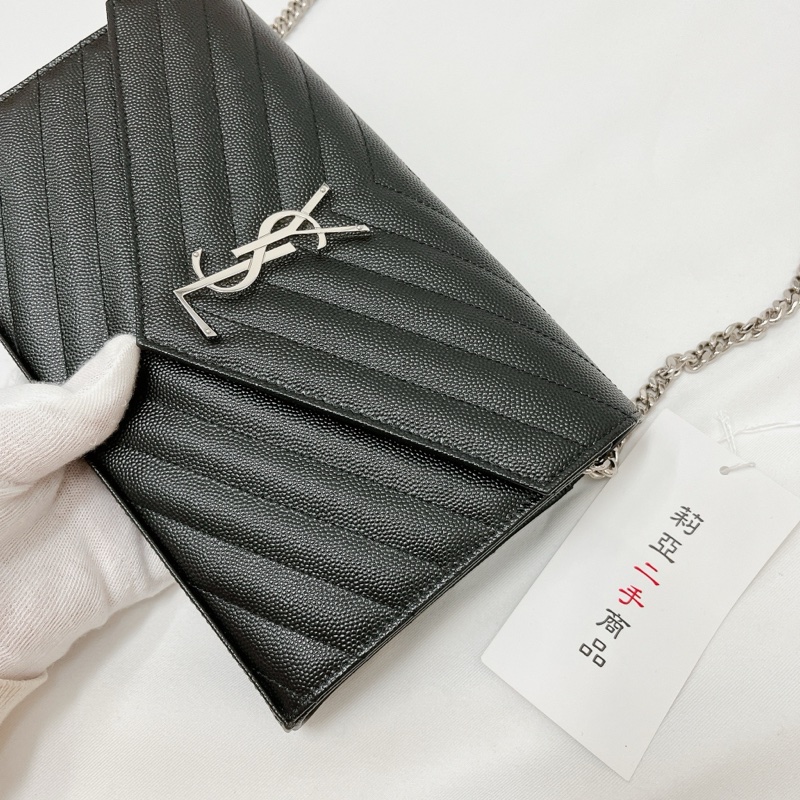 莉亞精品♡ YSL 377828 22公分 WOC 黑銀 二手-12