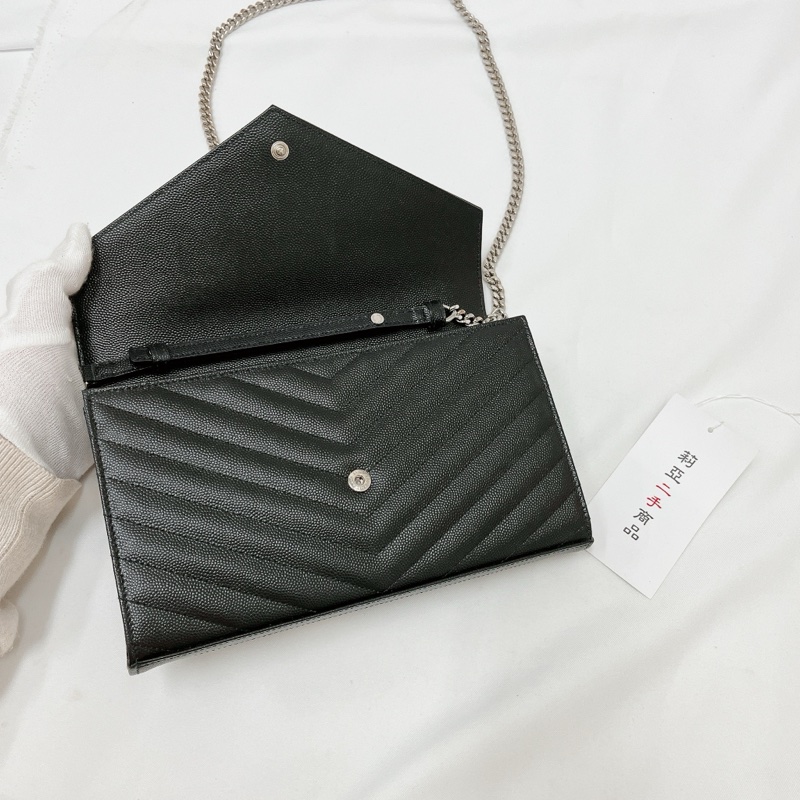 莉亞精品♡ YSL 377828 22公分 WOC 黑銀 二手-13