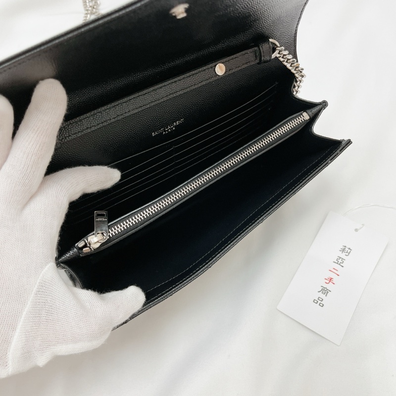 莉亞精品♡ YSL 377828 22公分 WOC 黑銀 二手-14