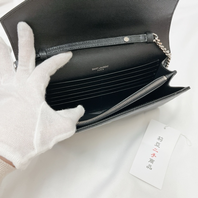 莉亞精品♡ YSL 377828 22公分 WOC 黑銀 二手-16