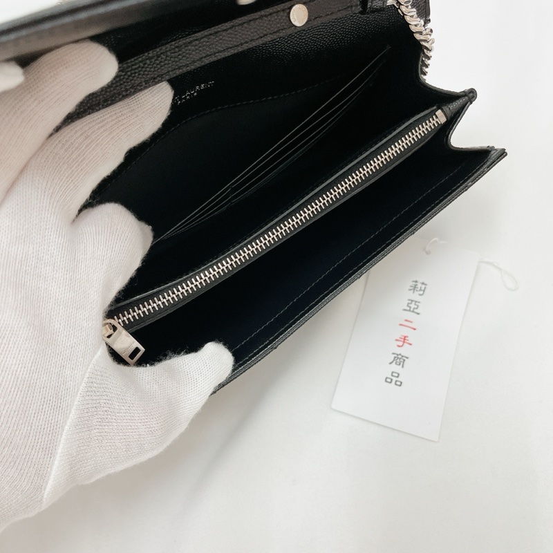 莉亞精品♡ YSL 377828 22公分 WOC 黑銀 二手-17