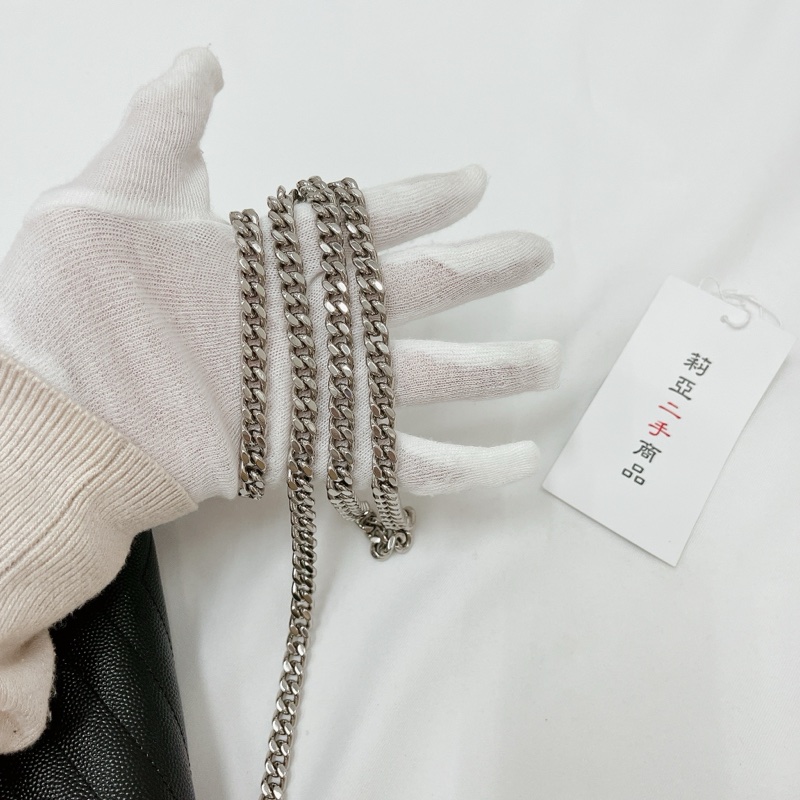 莉亞精品♡ YSL 377828 22公分 WOC 黑銀 二手-18