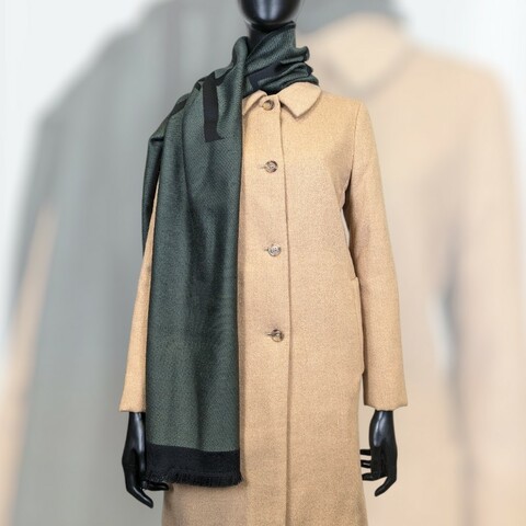 莉亞精品♡YSL 墨綠黑圍巾 二手美品