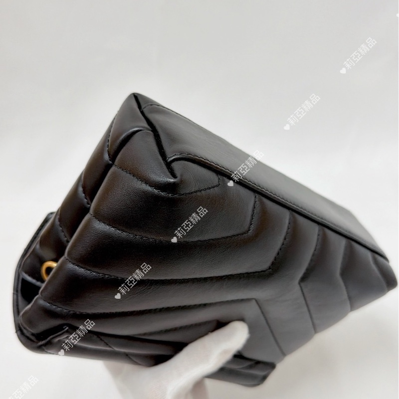 莉亞精品♡ Ysl 678401 黑金方胖 二手-8