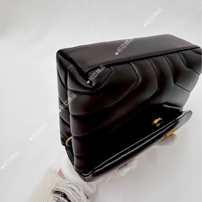 莉亞精品♡ Ysl 678401 黑金方胖 二手-11