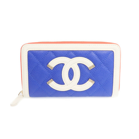 CHANEL 牛皮皮革CC Filigree金扣長錢包