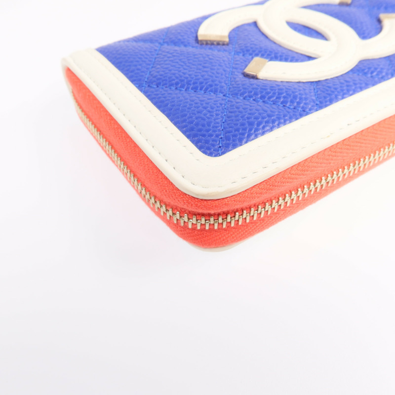 CHANEL 牛皮皮革CC Filigree金扣長錢包-8