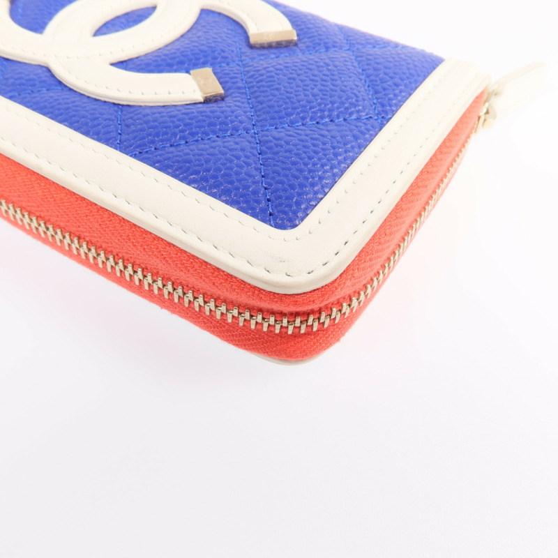 CHANEL 牛皮皮革CC Filigree金扣長錢包-9