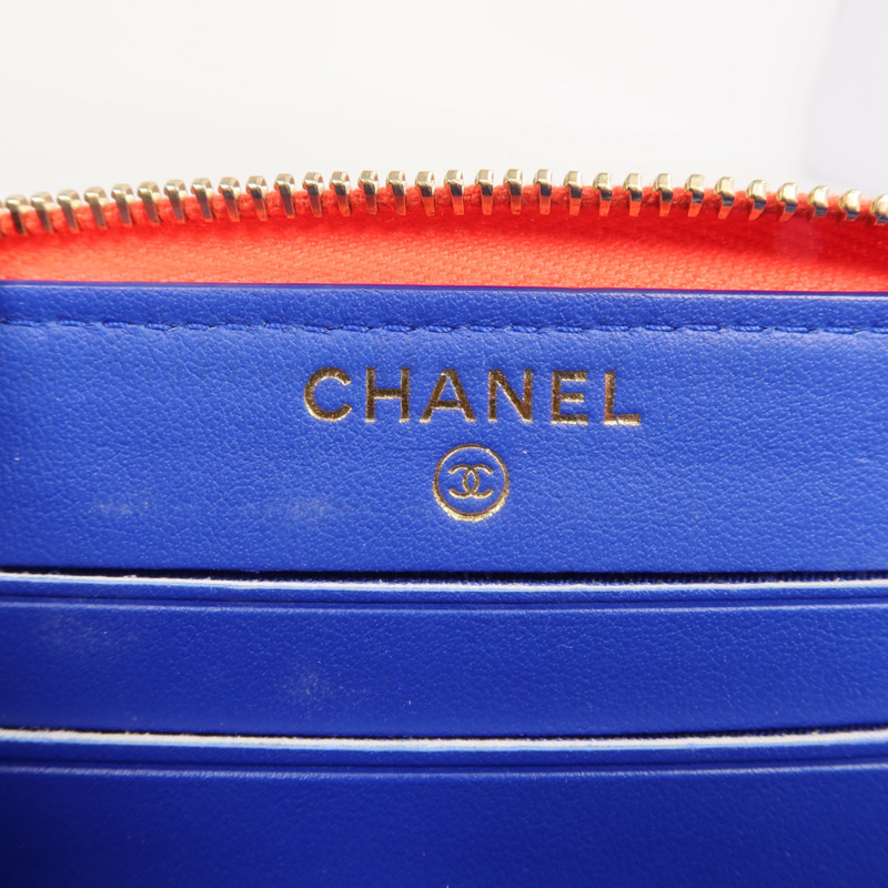 CHANEL 牛皮皮革CC Filigree金扣長錢包-13