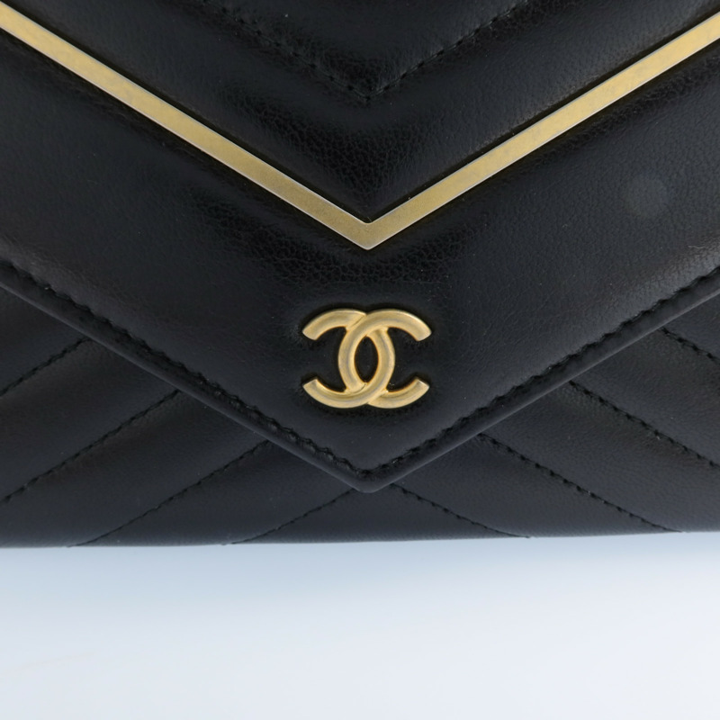 CHANEL 牛皮皮革Long Wallet金扣錢包-10