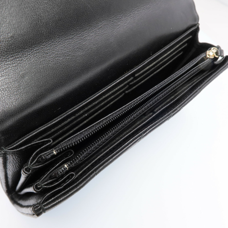 CHANEL 牛皮皮革Long Wallet金扣錢包-13