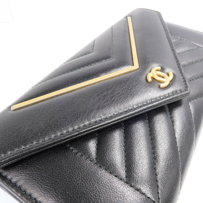 CHANEL 牛皮皮革Long Wallet金扣錢包-17