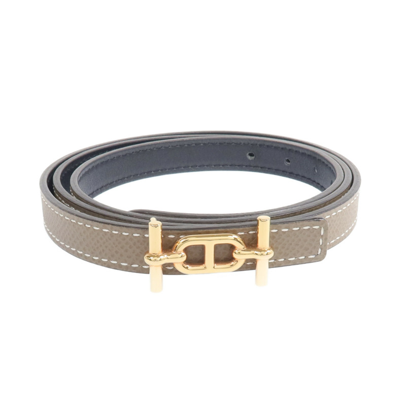 HERMES Epsom皮革Ancre Belt 13mm金扣皮帶Etoupe-1